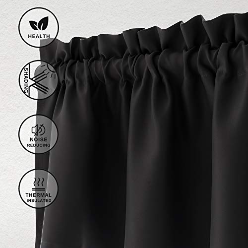 Hiasan Black Valance Curtains for Window 52 x 18 Inches 1 Panel - color: Black, size: 52"W x 18"L (Pack of 1)