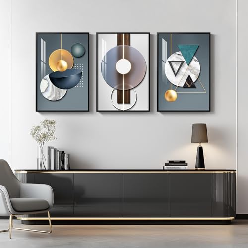 Large Framed Modern Wall Art for Living Room, 3 Piece 24x36 In - color: Geometric Melody, size: 24" W x 36" H x 3 pieces