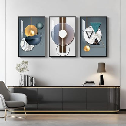 Large Framed Modern Wall Art for Living Room, 3 Piece 24x36 In - color: Geometric Melody, size: 24" W x 36" H x 3 pieces