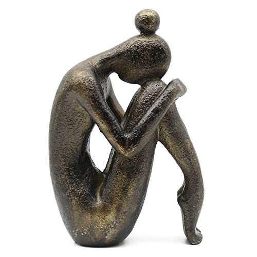 Lukitas Unique Decorative Girl Thinker Bookends, Book Holder, Resin 6.5'' - color: Bronze