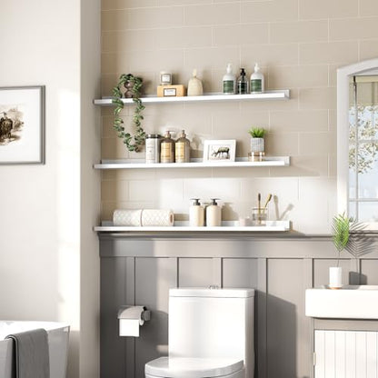HOOBRO Floating Shelves, Wall Shelf Set of 3, 35.4 Inches Hanging Shelf - color: White, size: 35.4 Inches