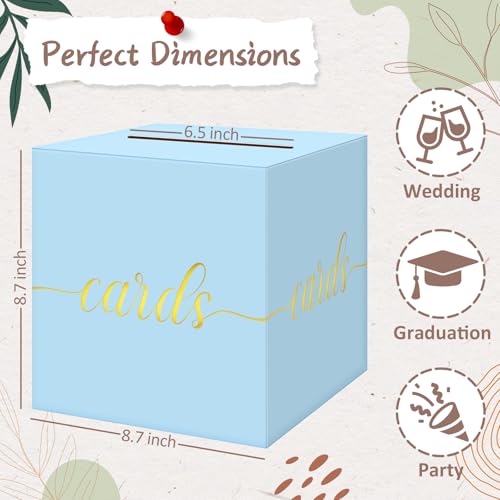 Elegant Light Blue Card Box for Party, Gold Foil Baby Shower Card Box - color: Z08 Light Blue