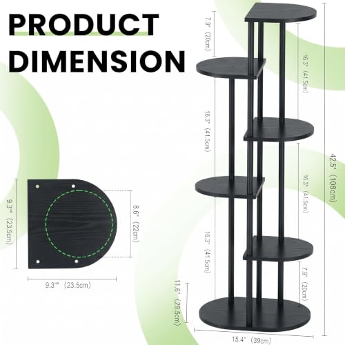 Tiered Plant Stand Indoor, Tall 6 Tier 7 Potted Wooden Plant Shelf for Multiple Flower Plants, Multi Corner Metal Plant Holder Indoor for Patio Garden Patent Design Living Room Balcony Bedroom, Black - color: Black, size: 6 Tier 7 Potted