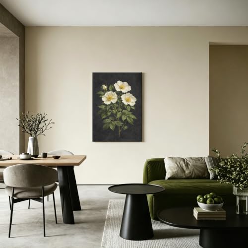 Framed Botanical Wall Art, Moody Rose Canvas Prints, 16x24 Inch - color: Dog Rose