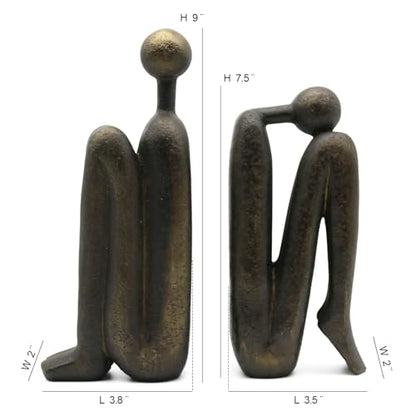 Lukitas Thinker Decorative Bookends, Non-Slip Book Holder, Resin 9'' - color: Bronze Colour