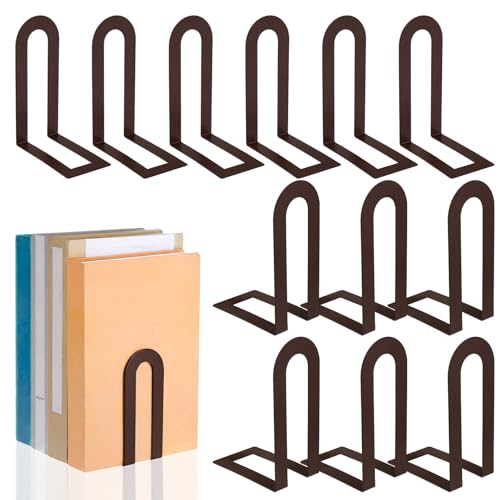 Chunful 12 Pcs Bronze Metal BookEnds Shelves, 5.5 x 3.75 x 2.25 in - color: Bronze, size: 5.5*3.75*2.25inch