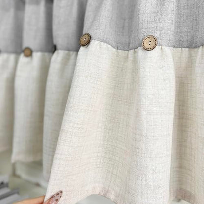 Farmhouse Boho Linen Button Valance for Kitchen Window Dining Room - color: Grey, size: 39"W x 20"L (Pack of 1)