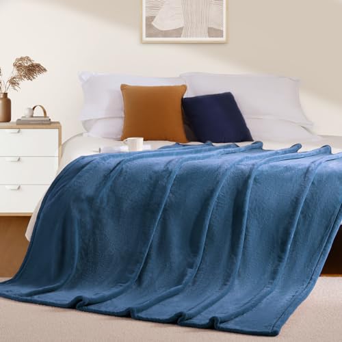 BEAUTEX Fleece Throw Blanket for Couch Sofa Bed Soft Fuzzy Plush - color: Dusty Blue, size: Throw