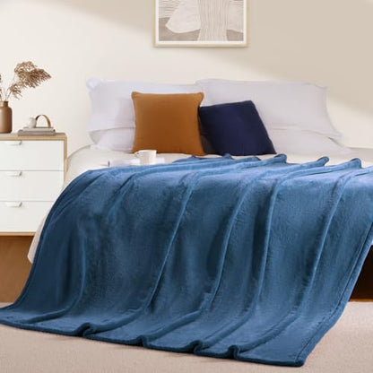 BEAUTEX Fleece Throw Blanket for Couch Sofa Bed Soft Fuzzy Plush - color: Dusty Blue, size: Throw