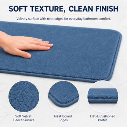 RUN HELIX Bathroom Rugs Sets 3 Piece, Soft Absorbent Memory Foam Bath Mats Set, Dry Fast Bath Mat, Machine Washable Bath Rug Set for Bathroom （Misty Blue） - color: Misty Blue