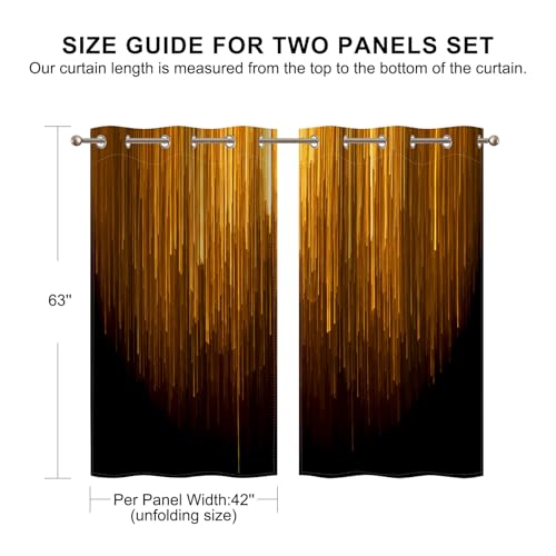 Black and Gold Blackout Curtains for Bedroom, Ombre Abstract Black Out Curtains 63 Inch Long, Thermal Insulated Blackout Drapes with Grommet Top, 42W x 63L, 2 Panels - color: 04 Gold and Black, size: 42"W x 63"L (Pack of 2)