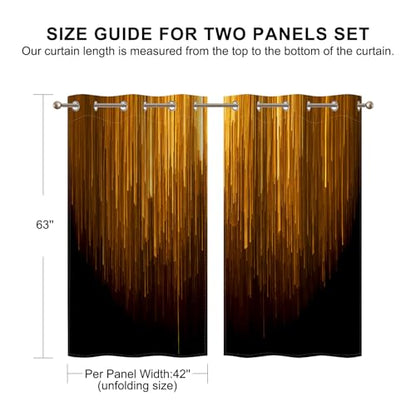Black and Gold Blackout Curtains for Bedroom, Ombre Abstract Black Out Curtains 63 Inch Long, Thermal Insulated Blackout Drapes with Grommet Top, 42W x 63L, 2 Panels - color: 04 Gold and Black, size: 42"W x 63"L (Pack of 2)