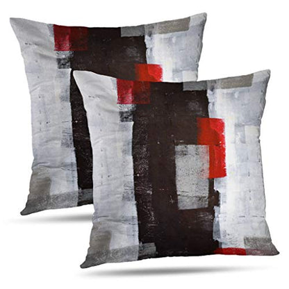 Throw Pillow Covers for Couch, 18x18 Inch, Set of 2, Grey Red - color: Red and Grey, size: 18" x 18" (Pack of 2)