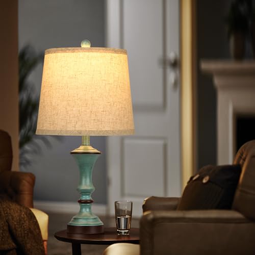 ROTTOGOON Retro Table Lamps Set of 2 Nightstand Lamp for Bedroom Vintage Rustic Table Lamps for Living Room Traditional Nightstand Bedside Lamps Bulb NOT Included - color: Washed Blue