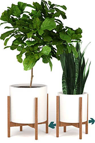 Fox & Fern Large Adjustable Plant Stand Indoor, Bamboo Stand, 8 - 12 Inch - color: Bamboo, size: 8 - 12 Inch