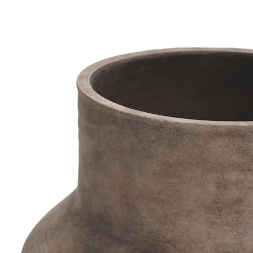LuxenHome Round Ceramic Flower Vase, 13 Inch Brown Terracotta Vases - color: Brown Round C