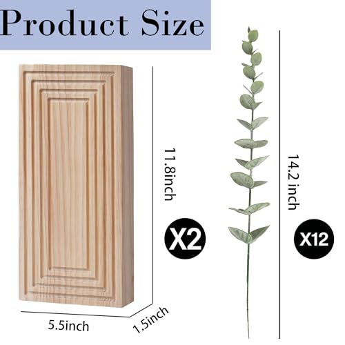 Wooden Wall Planter Vase, 2 Pack Natural Wood Hanging Vases with Fake Eucalyptus for Indoor Modern Boho Farmhouse Wall Art Decor for Home Indoor Kitchen Modern Farmhouse Bathroom - color: Natural Wood With Eucalyptus