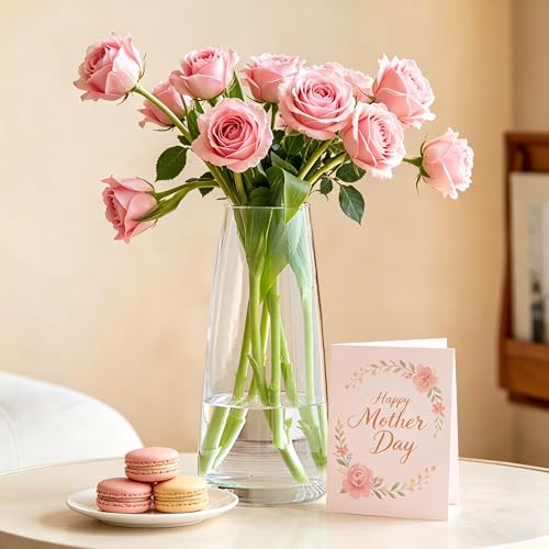 FANTESTICRYAN Modern Glass Vase, 8.7''H Decor Flower Vases, Crystal Clear - color: Crystal Clear