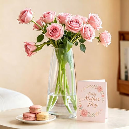 FANTESTICRYAN Modern Glass Vase, 8.7''H Decor Flower Vases, Crystal Clear - color: Crystal Clear