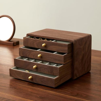 Wooden Jewelry Box for Women Men, 4 Drawers - size: 4 drawers
