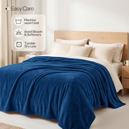 Soft Fleece Blanket for Bed King Size Navy (90x102 Inch) - color: Navy, size: King (90x102 Inch)