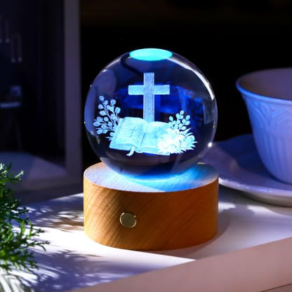 Ornalrist 3D Christian Gifts 3.15in Crystal Ball Religious Cross for Her - color: Cross Chritian