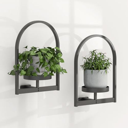 2 Pack Wall Plant Holders, Metal Window Planters Shelves, Black - color: Black 2 Pack