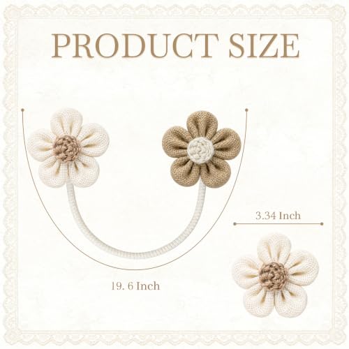 VIS'V Curtain Tiebacks, Boho Curtain Holdbacks, Cream and Khaki, 2 Pcs - color: Cream and Khaki