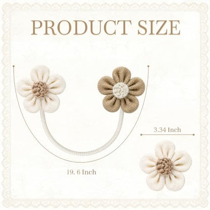 VIS'V Curtain Tiebacks, Boho Curtain Holdbacks, Cream and Khaki, 2 Pcs - color: Cream and Khaki