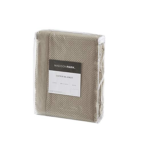 Madison Park 100% Egyptian Cotton Summer Blanket Full Queen Size Khaki - color: Khaki, size: Full/Queen