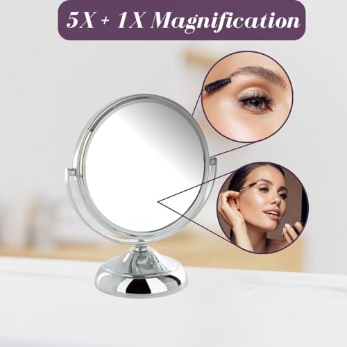 Jerdon 5.5" Tabletop Makeup Mirror - 5X Magnification - Chrome - MC247C - color: Chrome