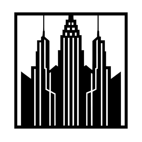 Metal Wall Decor | 17'' x 17'' x 0.05'' City Skyline Art Themed Wall Decorations | Handmade Indoor and Outdoor Wall Art (17'' x 17'', City Skyline, Black) - size: 17'' x 17'', style: City Skyline