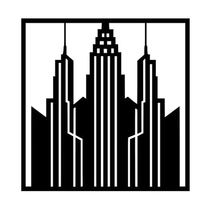 Metal Wall Decor | 17'' x 17'' x 0.05'' City Skyline Art Themed Wall Decorations | Handmade Indoor and Outdoor Wall Art (17'' x 17'', City Skyline, Black) - size: 17'' x 17'', style: City Skyline