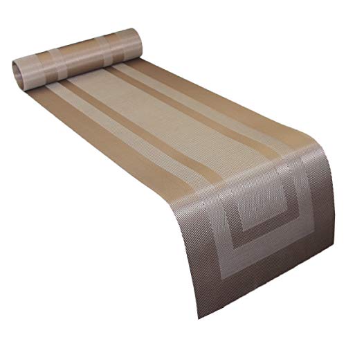 PIGCHCY 72 inches Table Runner,Table Centerpiece, Heat Resistant Vinyl Woven Washable Table Mats Sets (Champagne) - color: Box: Champagne, size: 1 Table Runner