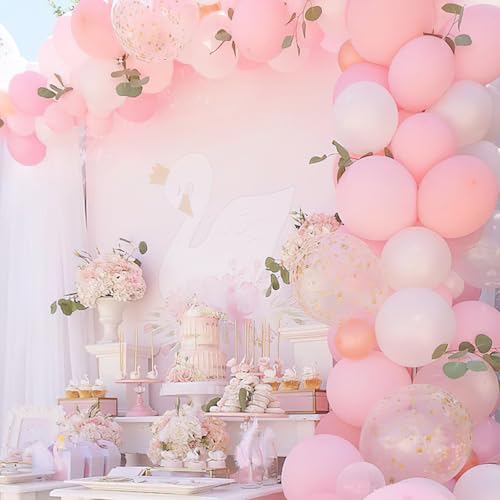 PartyWoo Pink White and Silver Balloons 66pcs 12 Inch Pink White Balloons - color: Pink, White, Metallic Silver
