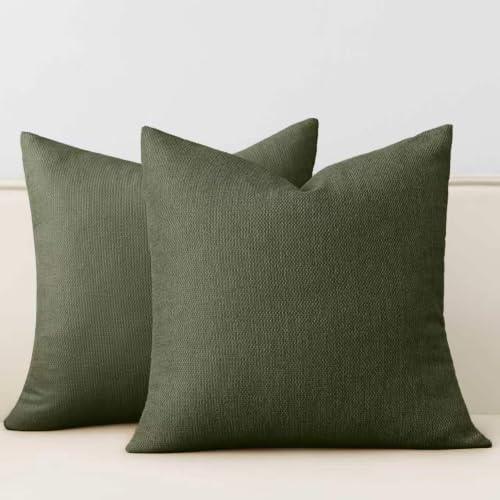 Natural Linen Look Throw Pillow Covers 20x20 inch Set of 2, Textured Woven Decorative Pillow Covers, Neutral Farmhouse Cushion Covers for Couch Sofa Living Room Bedroom Cocoa Mocha Brown - color: Cocoa Mocha Brown, size: 20" x 20" (Pack of 2)