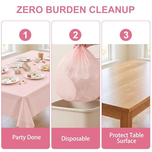 NatNarr 10 Pcs Plastic Light Pink Tablecloths, Scalloped Table Cloths - color: Light Pink, size: 10 Pack