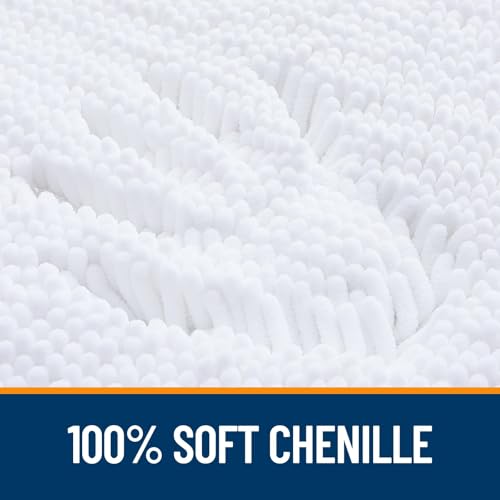 OLANLY Toilet Rugs U-Shaped 20x20, Soft Absorbent Chenille Contour Rugs - color: White, size: 20" X 20" Contour Rug