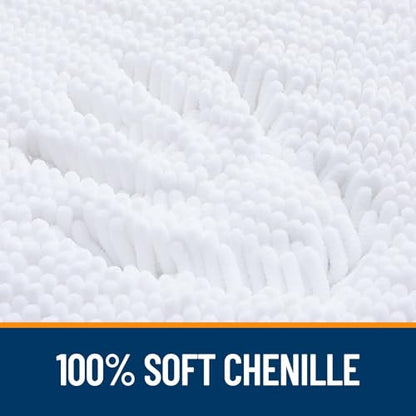 OLANLY Toilet Rugs U-Shaped 20x20, Soft Absorbent Chenille Contour Rugs - color: White, size: 20" X 20" Contour Rug