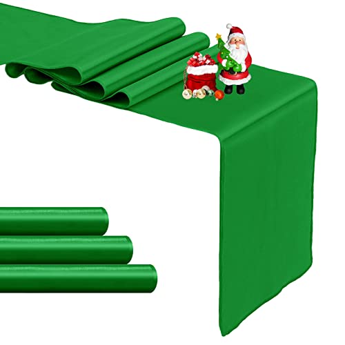 4-Pack Emerald Green Satin Table Runner 12 x 108 Inch Long Bright and Smooth Silk Fabric Table Runner for Wedding Banquet Birthday Party Decoration - color: Emerald, size: 12"x108" 4PCS