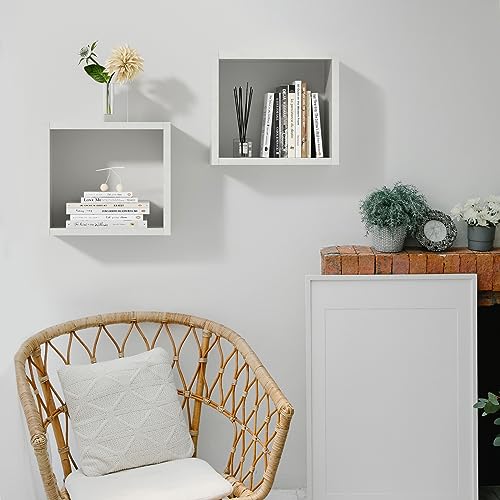 Kaboon Cube Floating Shelves Set2, Display Shelves Wall Mount 7.75" D x 12.5" W x 12.5" H, (Sea Salt, Square 2 Cubes) - color: Sea Salt, size: Square-Set2