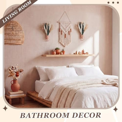 Otoolling Boho Wall Decor Set of 2, Rose Gold, Pampas,Eucalyptus - color: Rose Gold, style: Pampas,Eucalyptus
