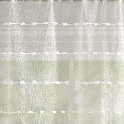 Lush Decor Farmhouse Textured Sheer Window Curtain Valance, 52"W x18"L, Beige - color: Beige
