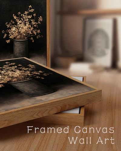 ZZLWBKGL Vintage Framed Wall Art Moody Wall Art Dried Flowers Picture - color: Dried Flowers, size: 16"L x 12"W