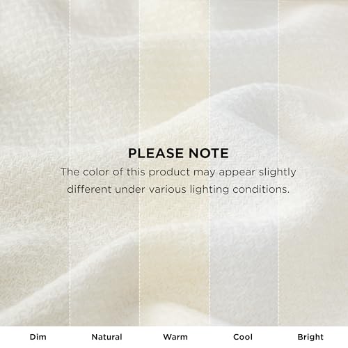 Bedsure 100% Cotton Blanket, Herringbone Weave, Queen Size, Cream - color: 02 - Cream, size: Queen