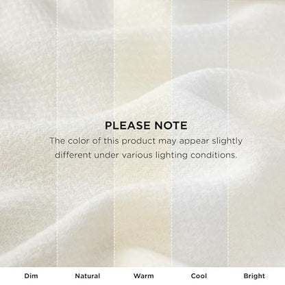 Bedsure 100% Cotton Blanket, Herringbone Weave, Queen Size, Cream - color: 02 - Cream, size: Queen