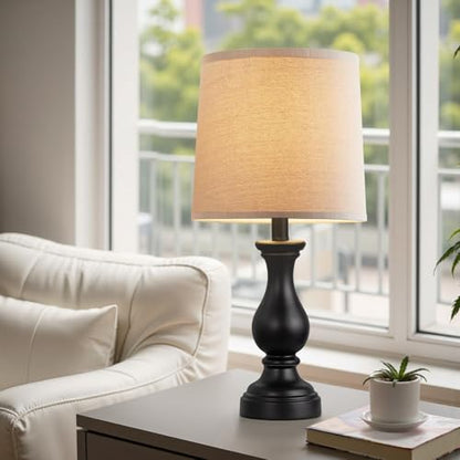 22" Farmhouse Table Lamps Set of 2, Rustic Bedside Lamps for Bedroom - color: C. Matte Black