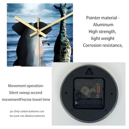 XNM Round Animal Operated Battery Wall Clock Modern 14 Inch - color: Blue, size: 14 Inch
