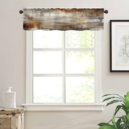 Abstract Wooden Planks Texture Semi Sheer Valances - 42"x12" for Kitchen Bedroom Windows - color: Abstract Wooden Planks Texture, size: 12"W x 42"L (Pack of 1)