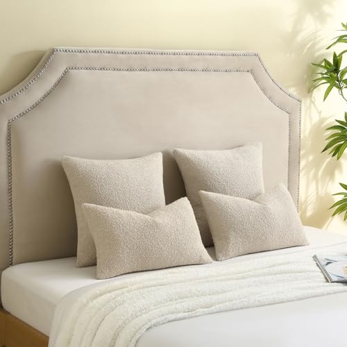 FUTEI Pack of 2 Boucle Textured Throw Pillow Covers 26x26 Inch, Beige - color: Beige, size: 26" x 26" (Pack of 2)